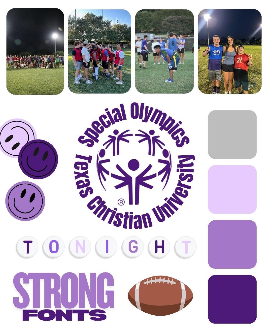 Mood board design for Special Olympics TCU Instagram branding